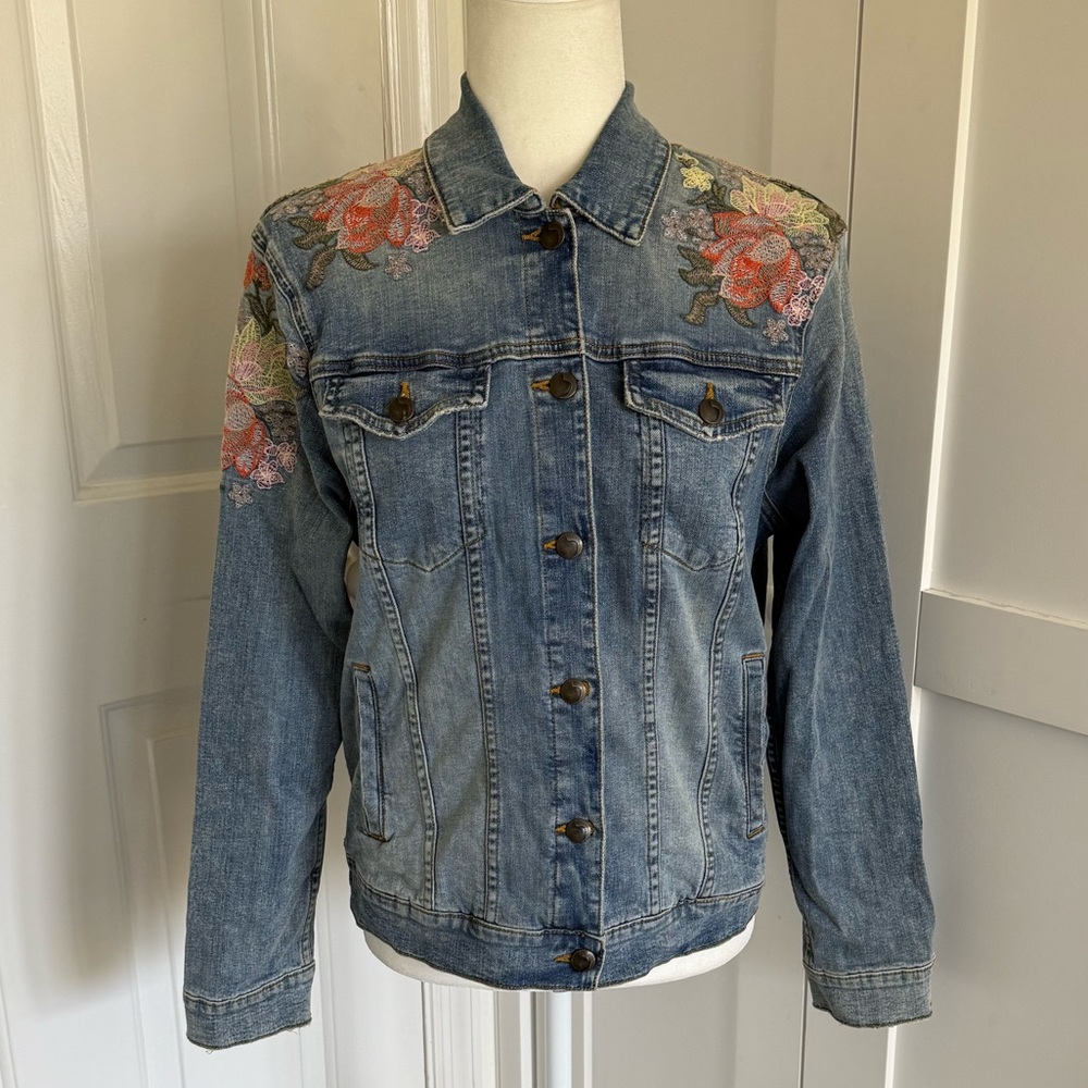 Joe's Jeans Easy Fit Floral Embroidered Denim Jacket Small